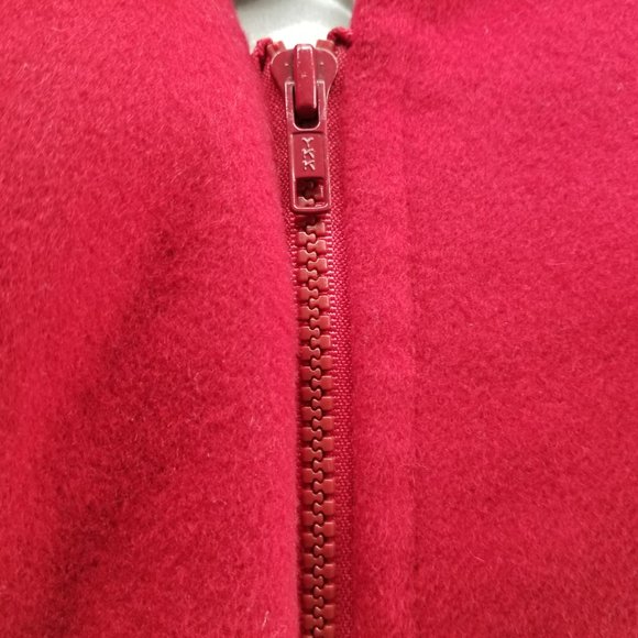 Vtg L.L. Bean Red 100% Wool Toggle Plaid Blanket Hooded Coat Jacket 8 MED USA - Picture 11 of 13